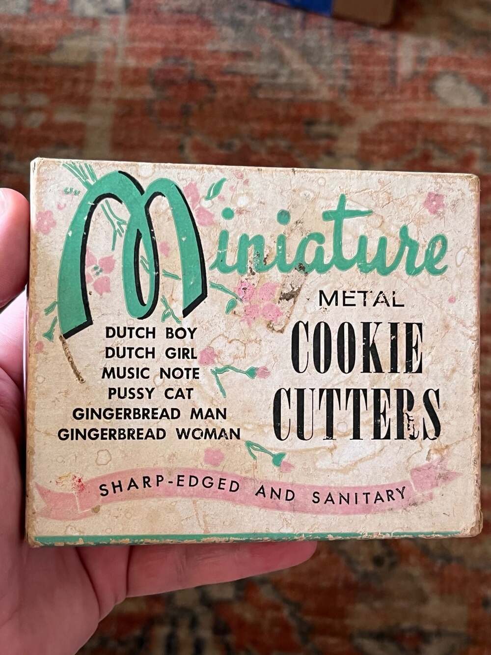 Vintage Miniature Metal Cookie Cutters Set of 6 in Original Box - Dutch Boy & Gi
